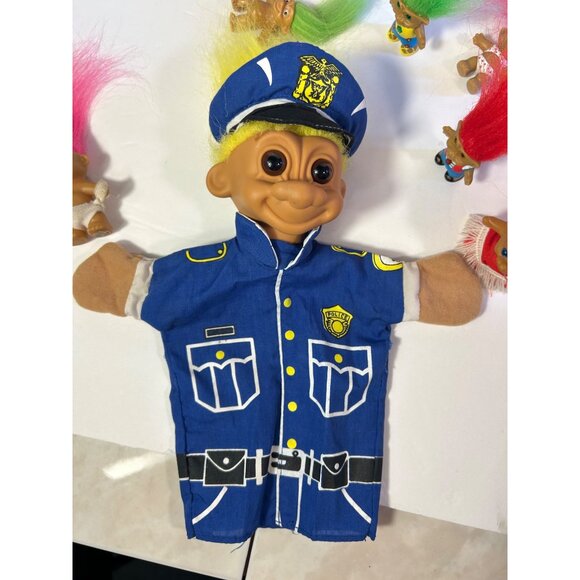 Vintage Assorted Troll Dolls Lot With Police Officer Hand Puppet & Colorful Hair - Picture 2 of 11